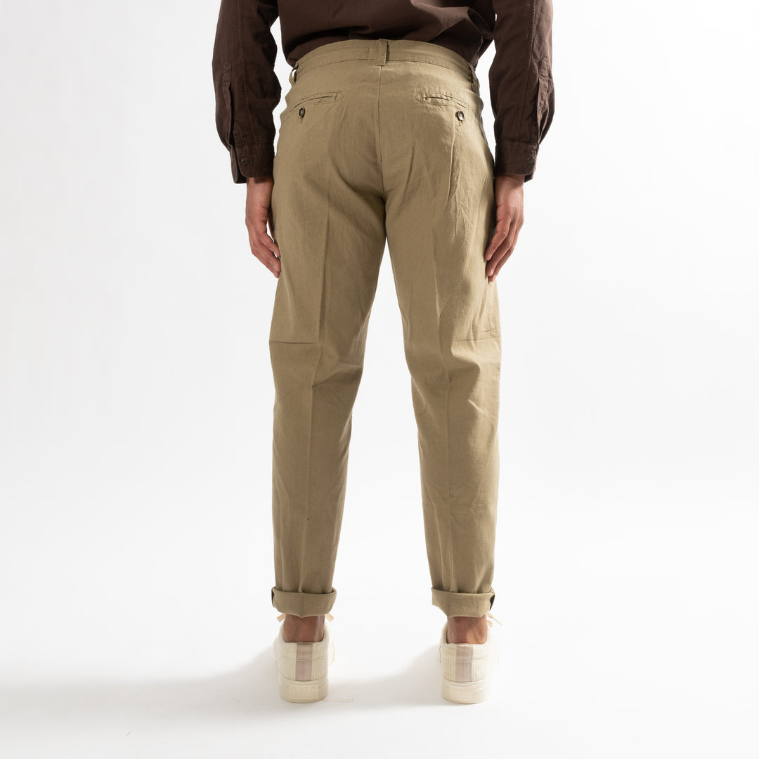 Drawstring Cotton Linen Pants Khaki