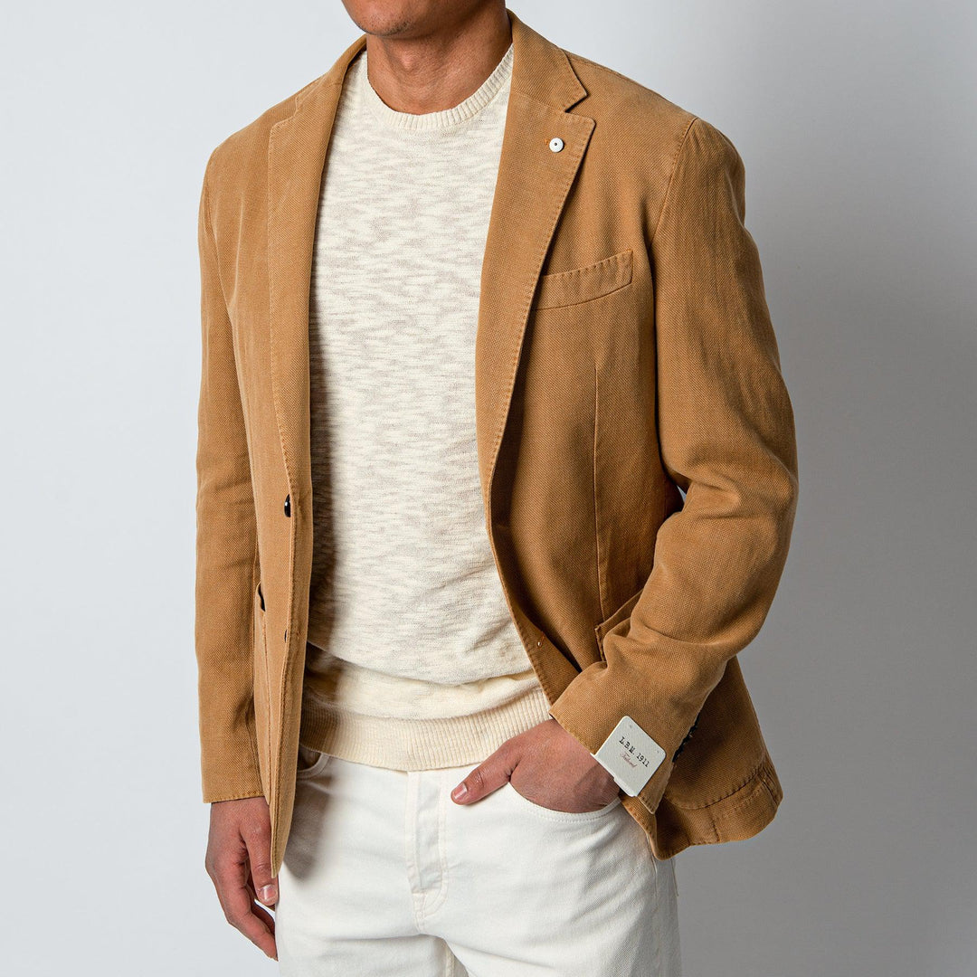 JACK REG COTTON RAMIE BLAZER SAND