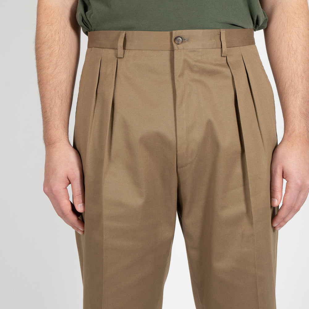 LUXURY COTTON TWO PLEAT TROUSER KHAKI