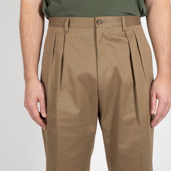 LUXURY COTTON TWO PLEAT TROUSER KHAKI
