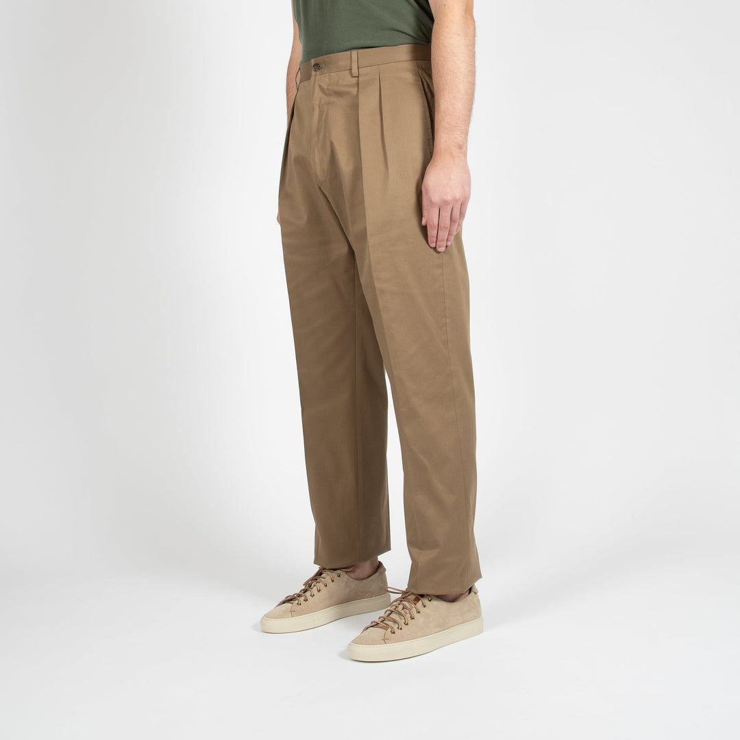 LUXURY COTTON TWO PLEAT TROUSER KHAKI