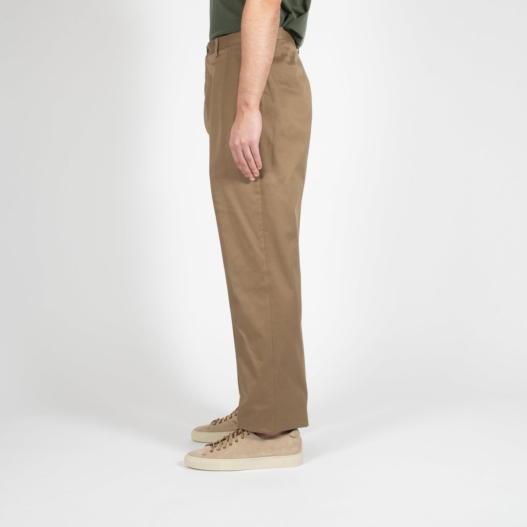 LUXURY COTTON TWO PLEAT TROUSER KHAKI