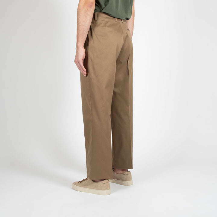 LUXURY COTTON TWO PLEAT TROUSER KHAKI