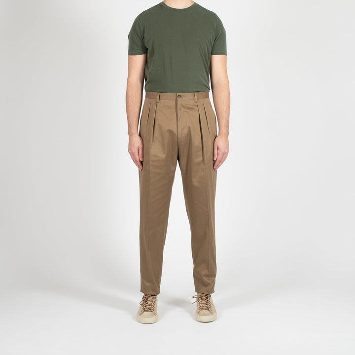 LUXURY COTTON TWO PLEAT TROUSER KHAKI