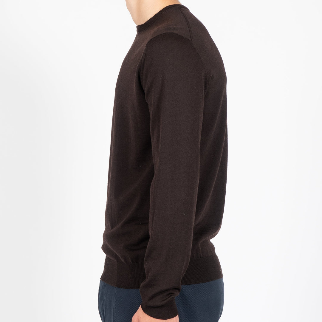 ROYAL 120'S MERINO CREWNECK DARK BROWN