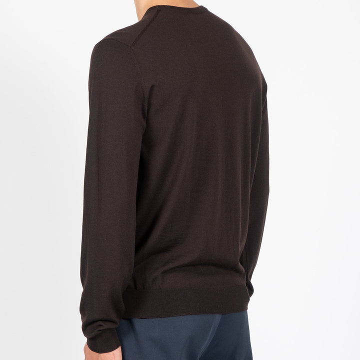 ROYAL 120'S MERINO CREWNECK DARK BROWN