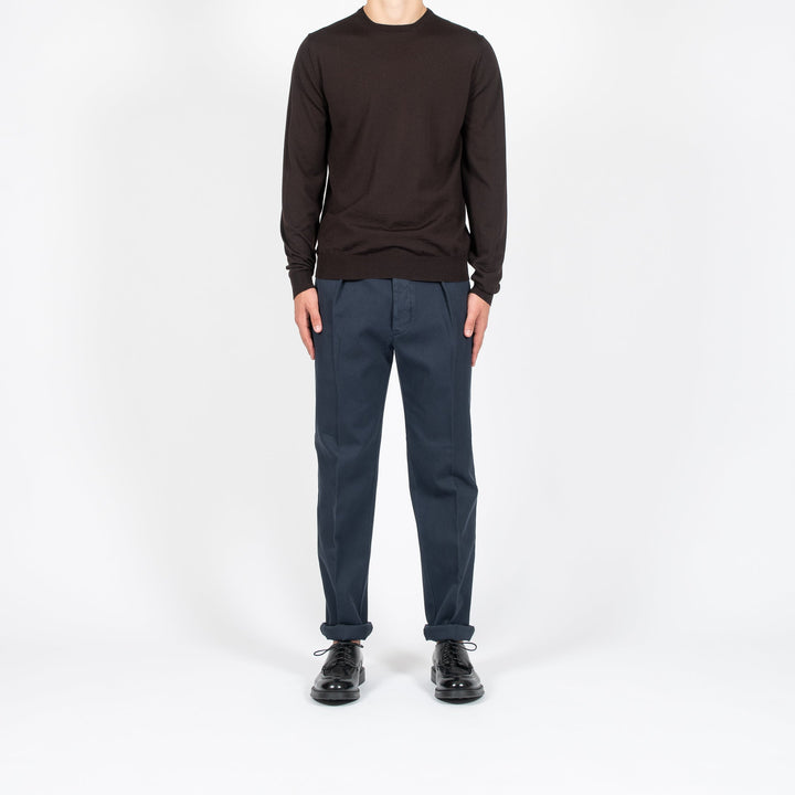ROYAL 120'S MERINO CREWNECK DARK BROWN