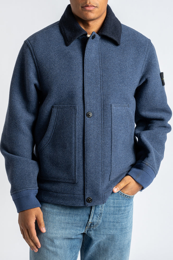 Knitted Jacket With Collar ROYAL BLUE