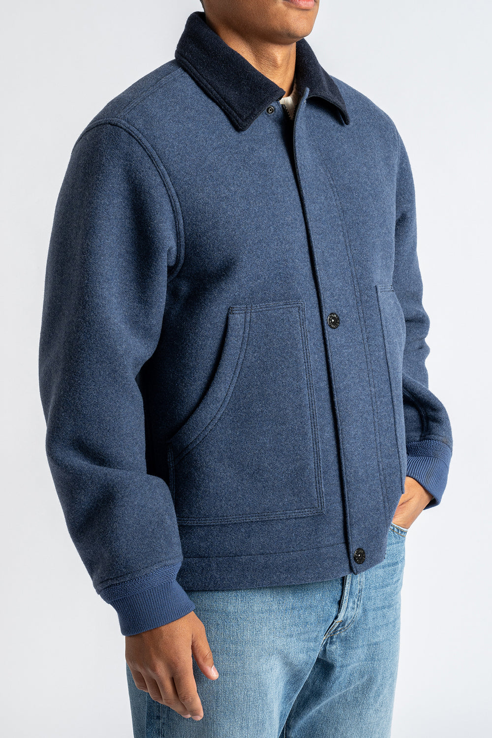 Knitted Jacket With Collar ROYAL BLUE