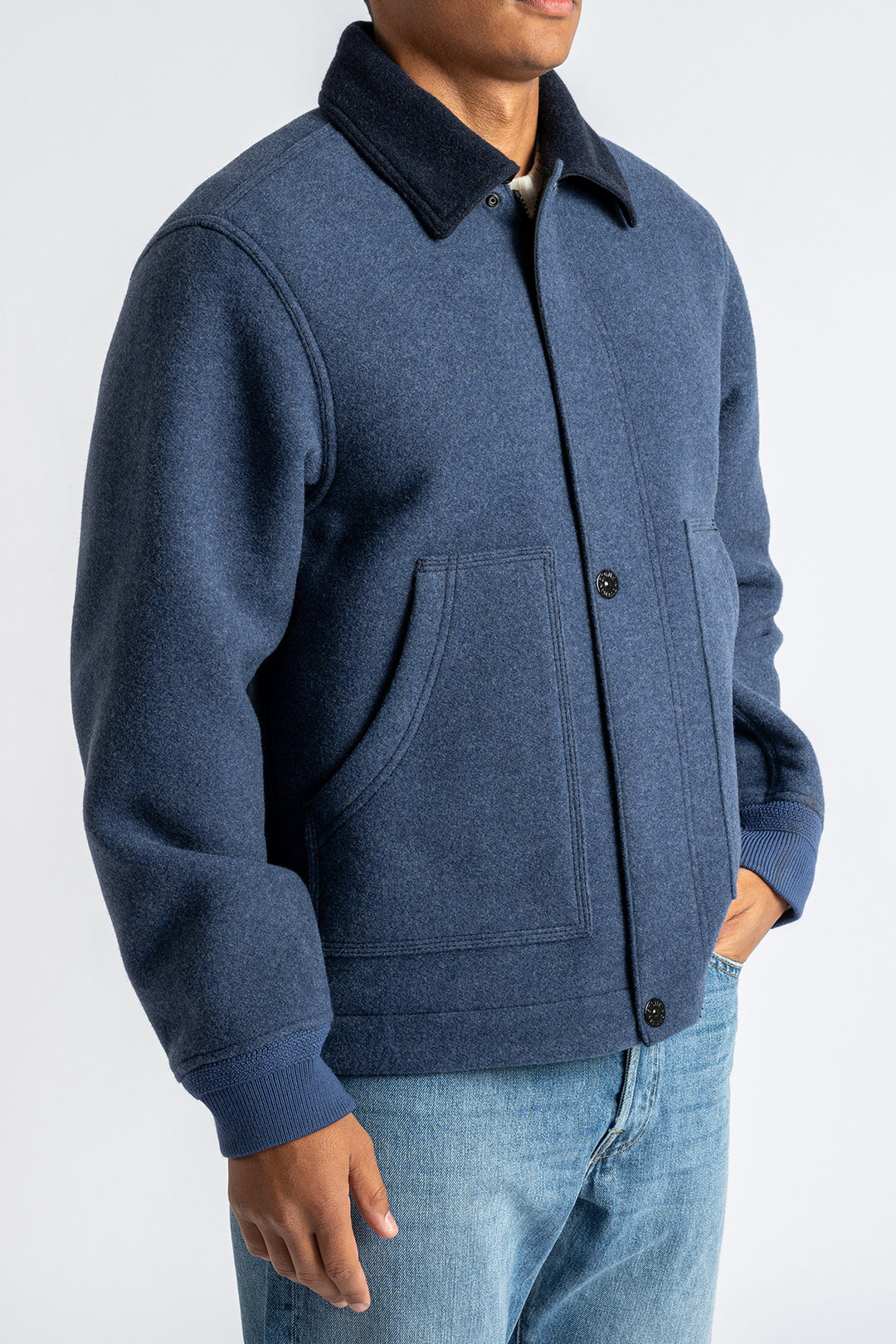 Knitted Jacket With Collar ROYAL BLUE