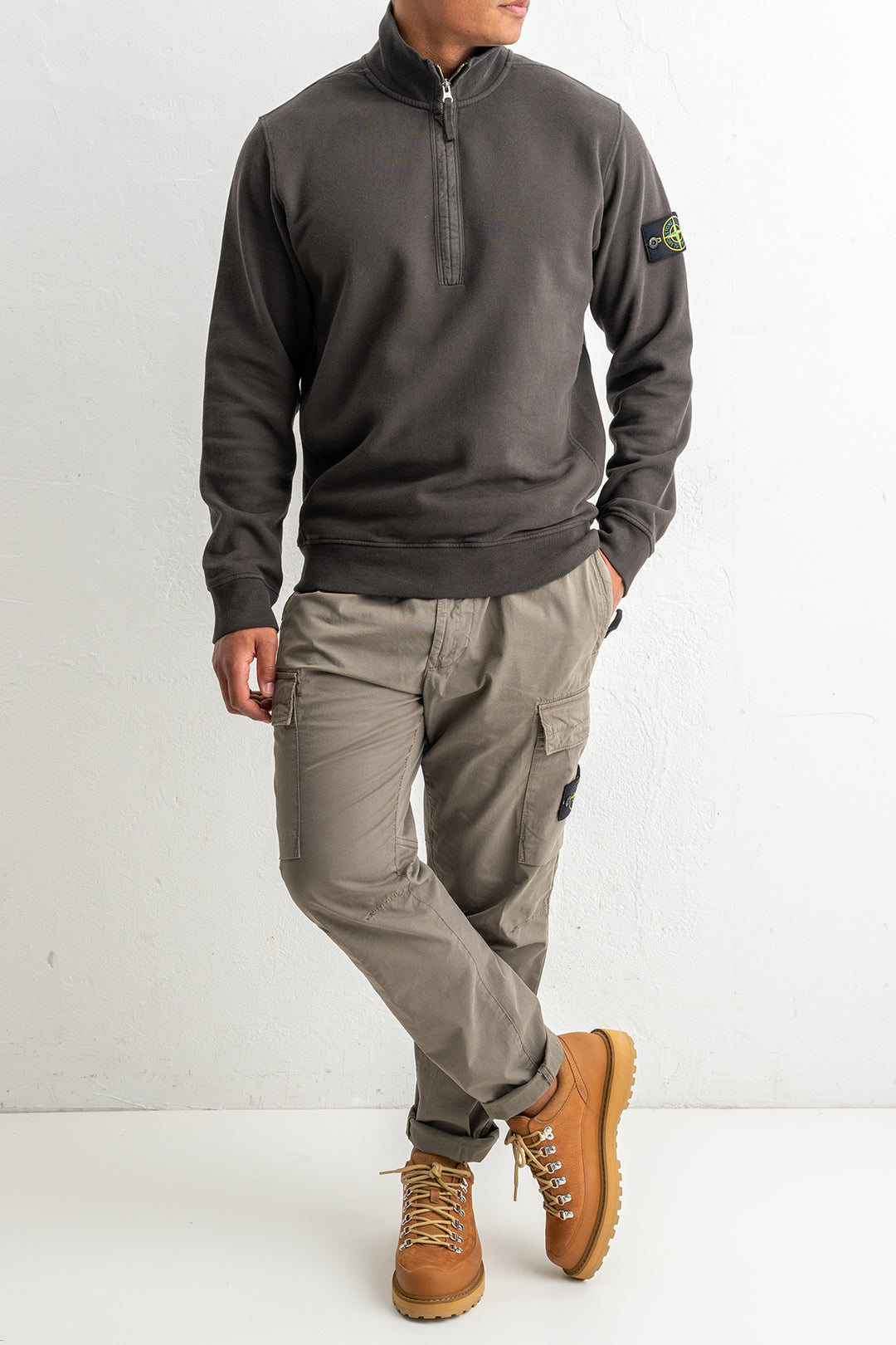 Brushed Organic Cotton Fleece Polo 6100068 LEAD GREY