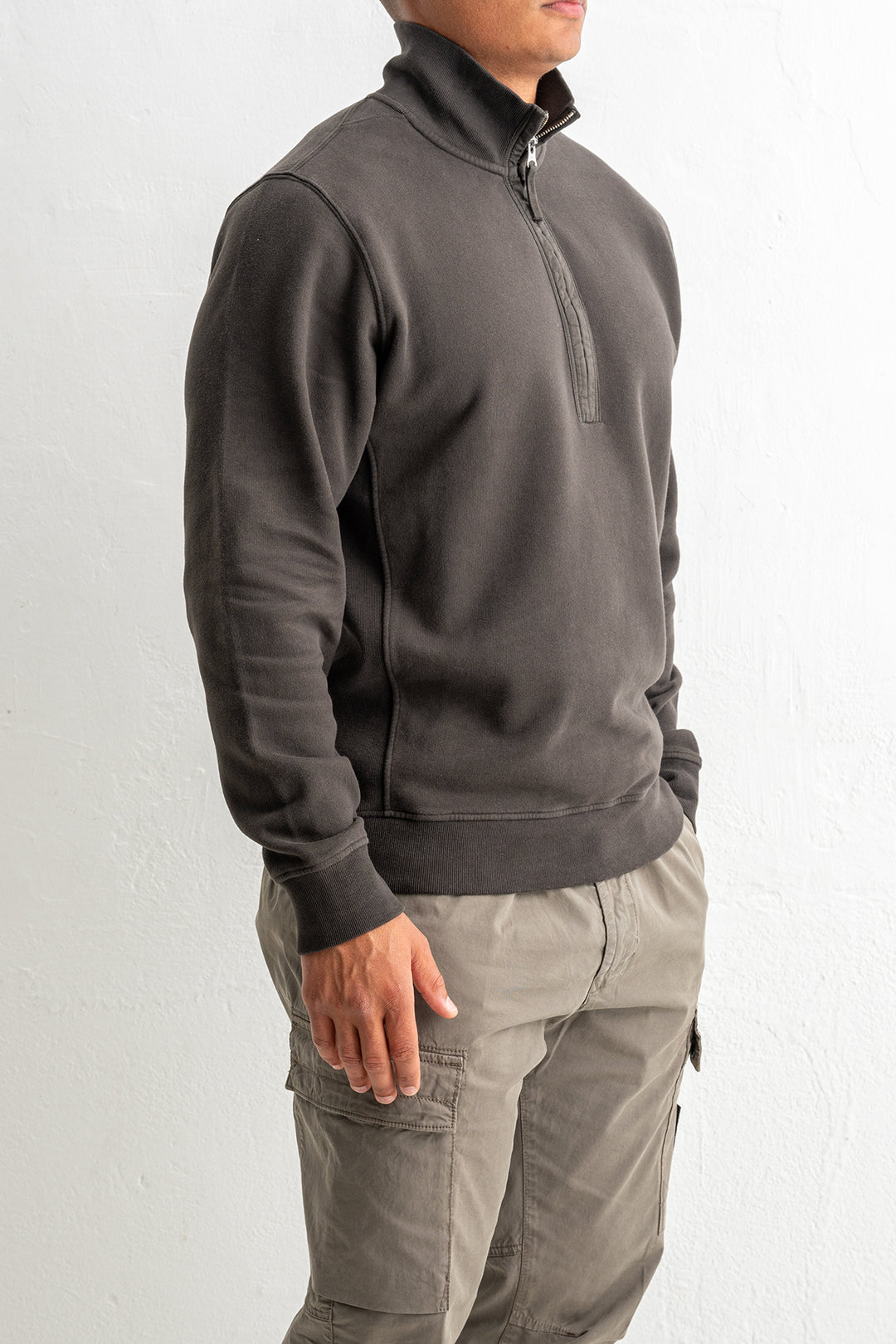 Brushed Organic Cotton Fleece Polo 6100068 LEAD GREY