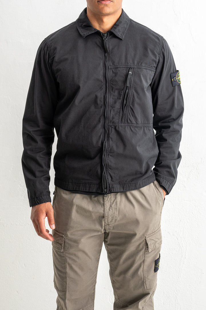 Supima® Cotton Twill Stretch-TC Overshirt 1200003 Black