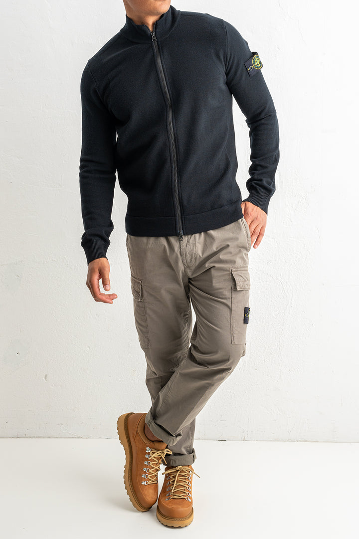 Stretch Wool Full Zip Sweater 5100062 Black