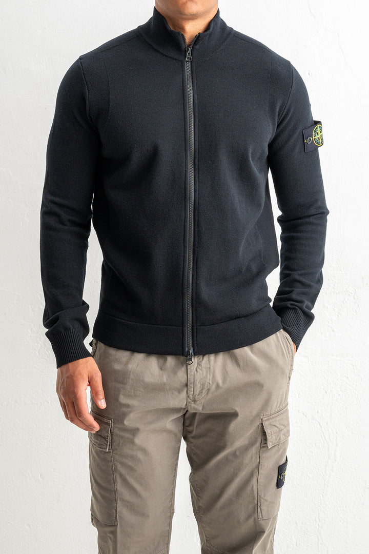 Stretch Wool Full Zip Sweater 5100062 Black