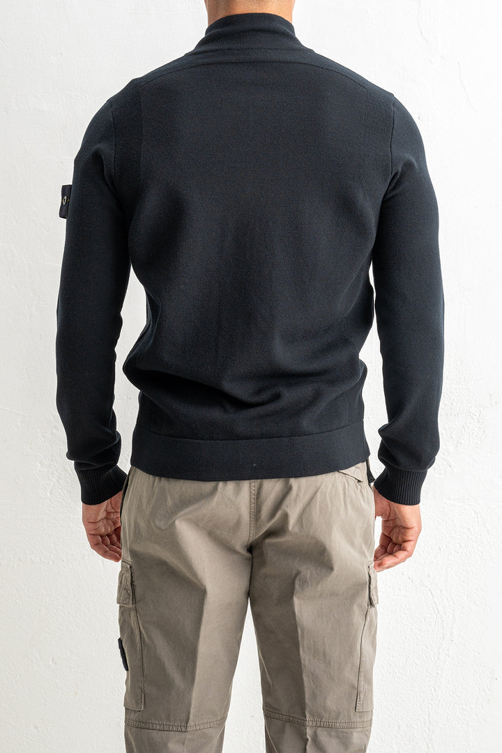 Stretch Wool Full Zip Sweater 5100062 Black