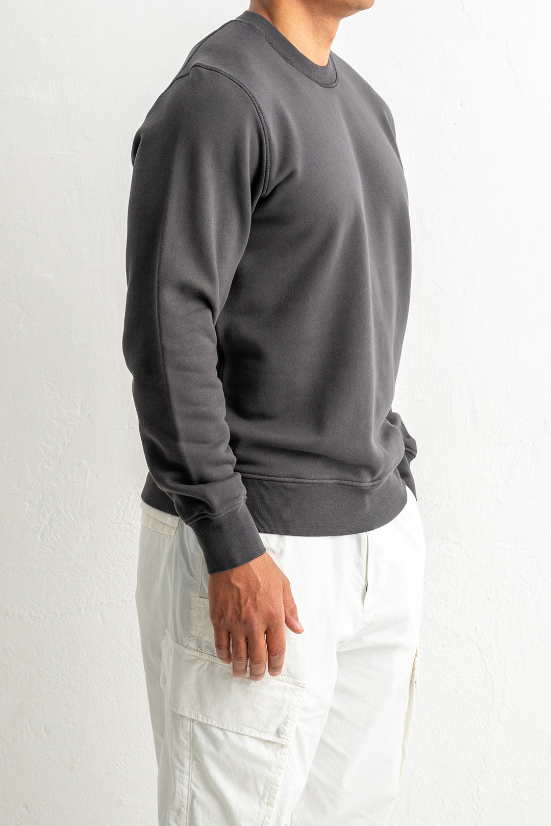 Organic Cotton Fleece Crewneck 6100060 LEAD GREY