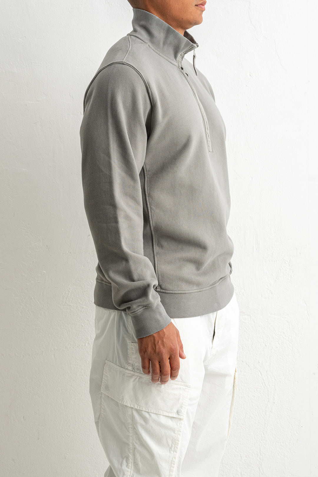 Brushed Organic Cotton Fleece Polo 6100068 CEMENT
