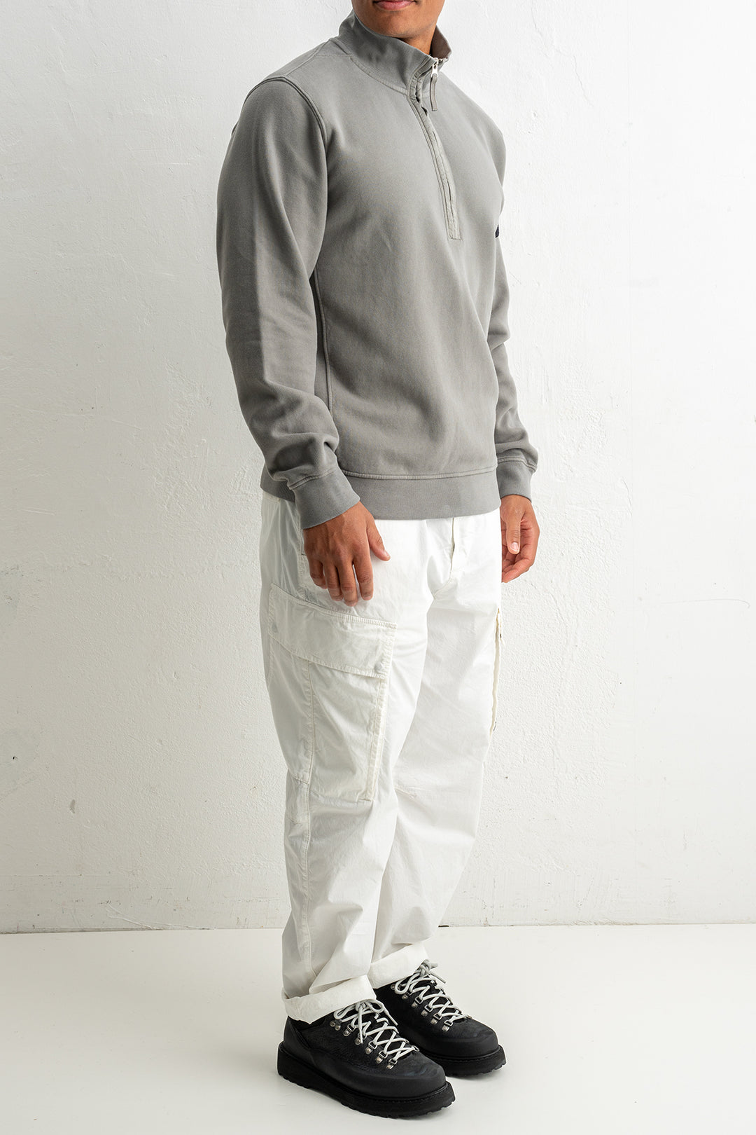 Brushed Organic Cotton Fleece Polo 6100068 CEMENT