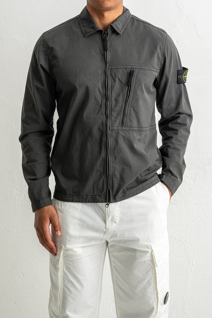 Supima® Cotton Twill Stretch-TC Overshirt 1200003 LEAD GREY