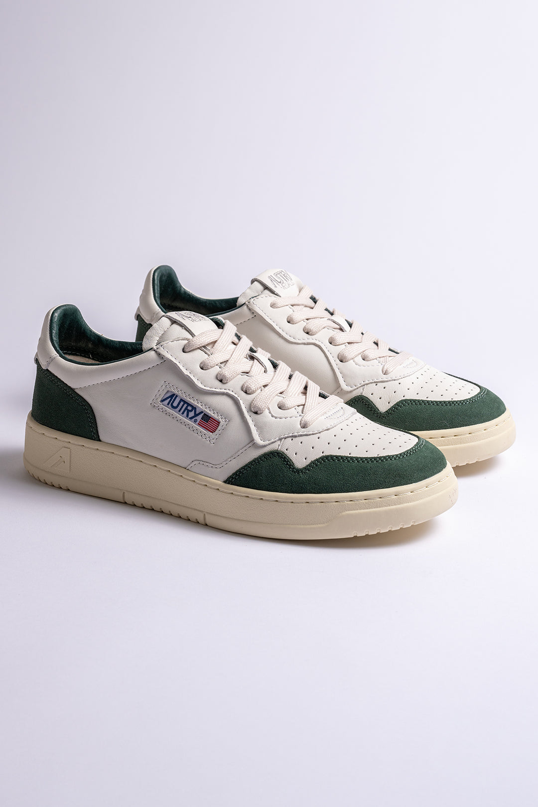 Medalist Goat Suede Sneaker White/Bottle
