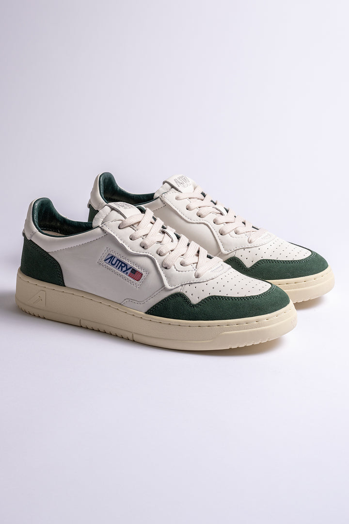 Medalist Goat Suede Sneaker White/Bottle