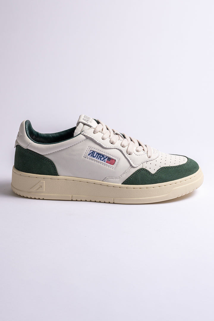 Medalist Goat Suede Sneaker White/Bottle