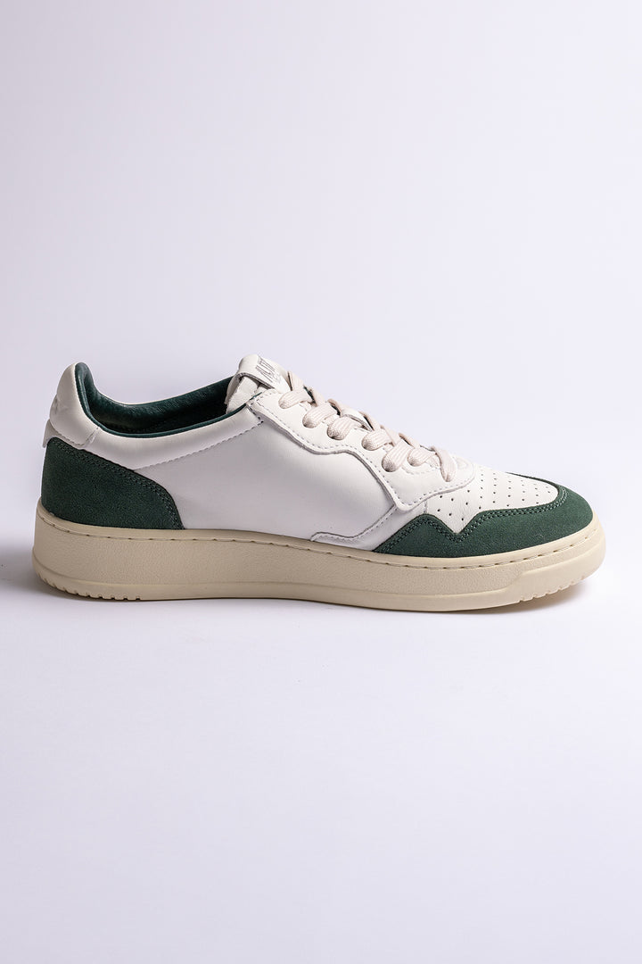 Medalist Goat Suede Sneaker White/Bottle
