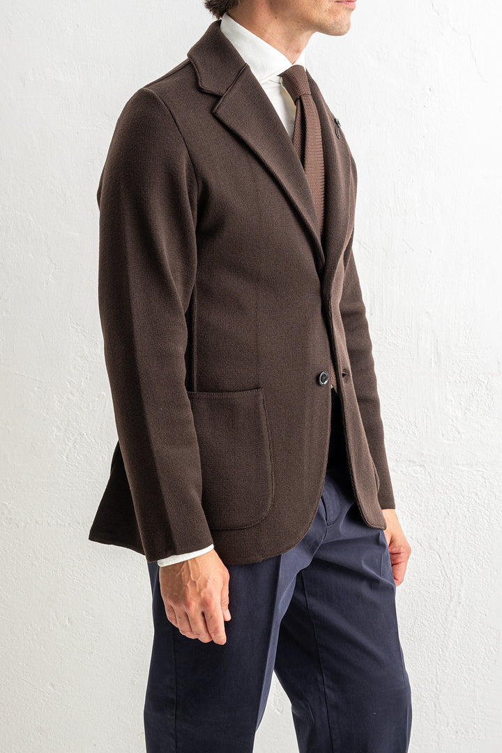 Classic Wool Knitwear Blazer. Brown
