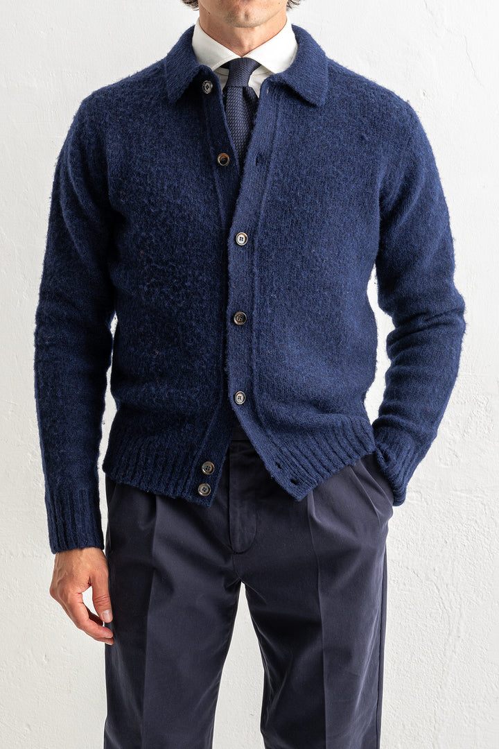 Knitted Lambwool Cardigan Navy
