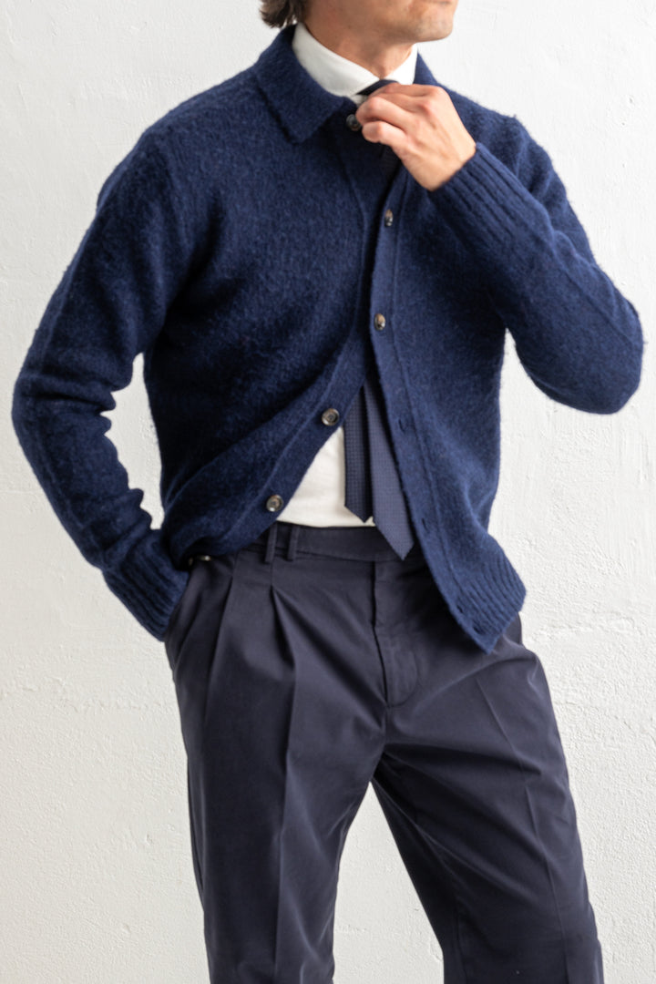 Knitted Lambwool Cardigan Navy