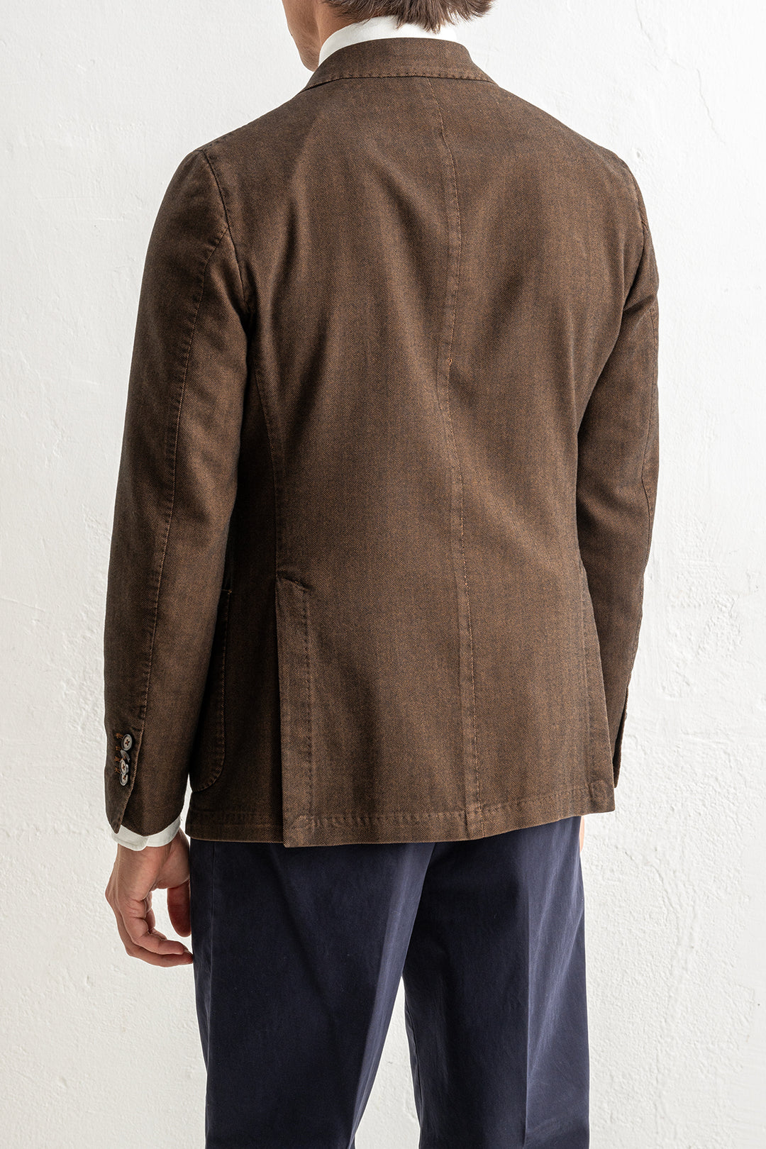 Herringbone Cotton Blazer Brown