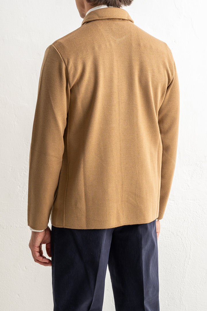 Luxury Wool Knitwear Overshirt Beige