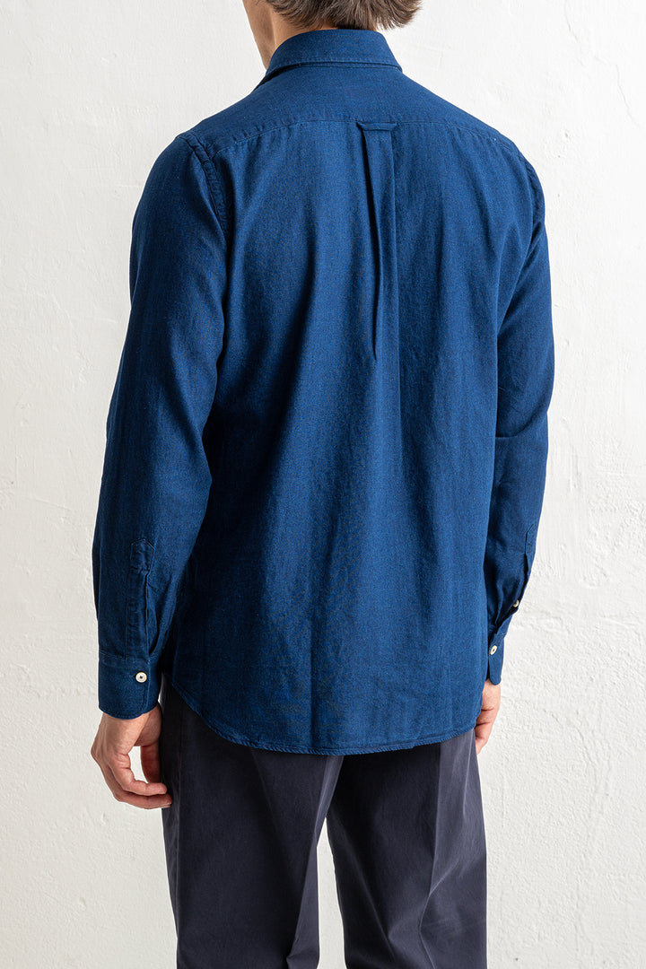 Luxury Cotton Denim Shirt Dark Blue
