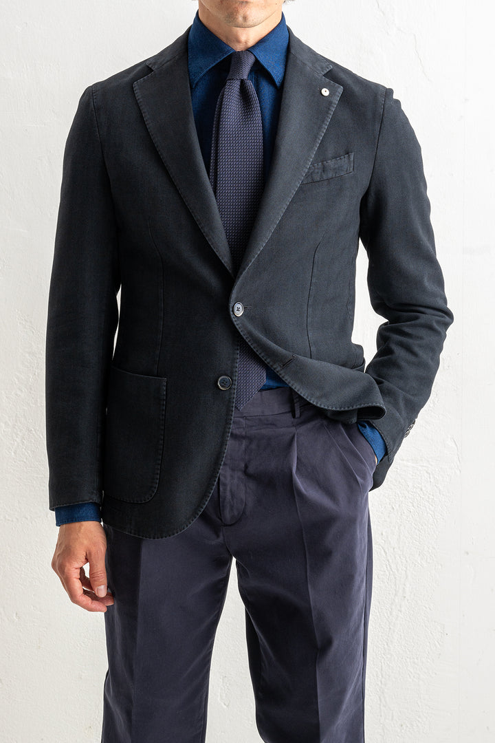 Herringbone Cotton Blazer Navy