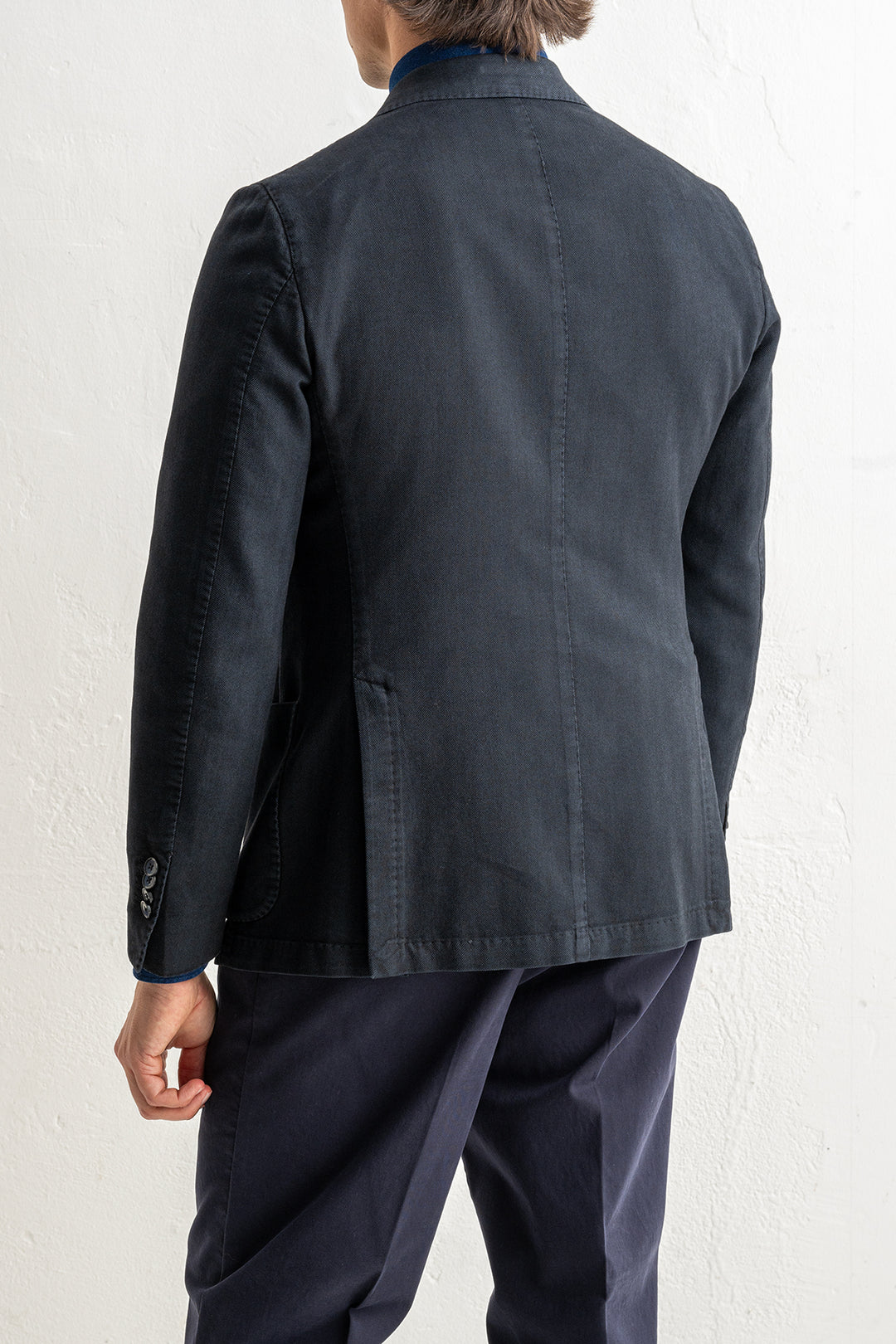 Herringbone Cotton Blazer Navy