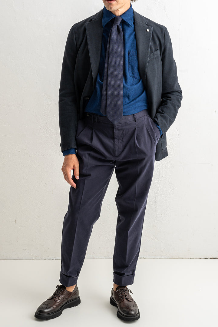 Herringbone Cotton Blazer Navy