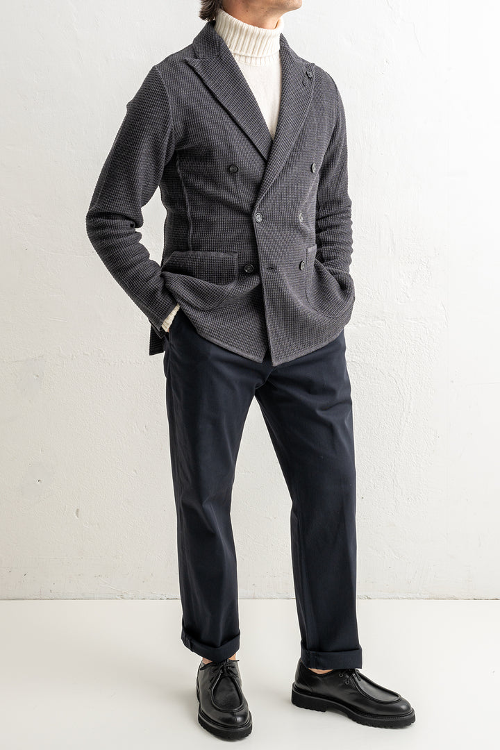 Houndtooth Wool Knitwear Blazer Grey