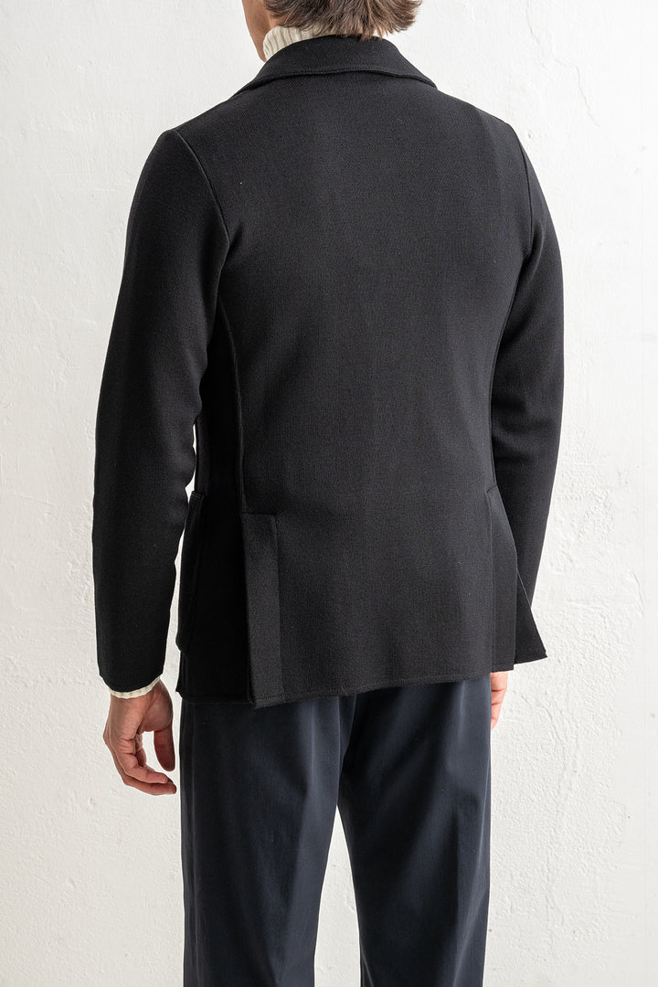 Classic Wool Knitwear Blazer. Black