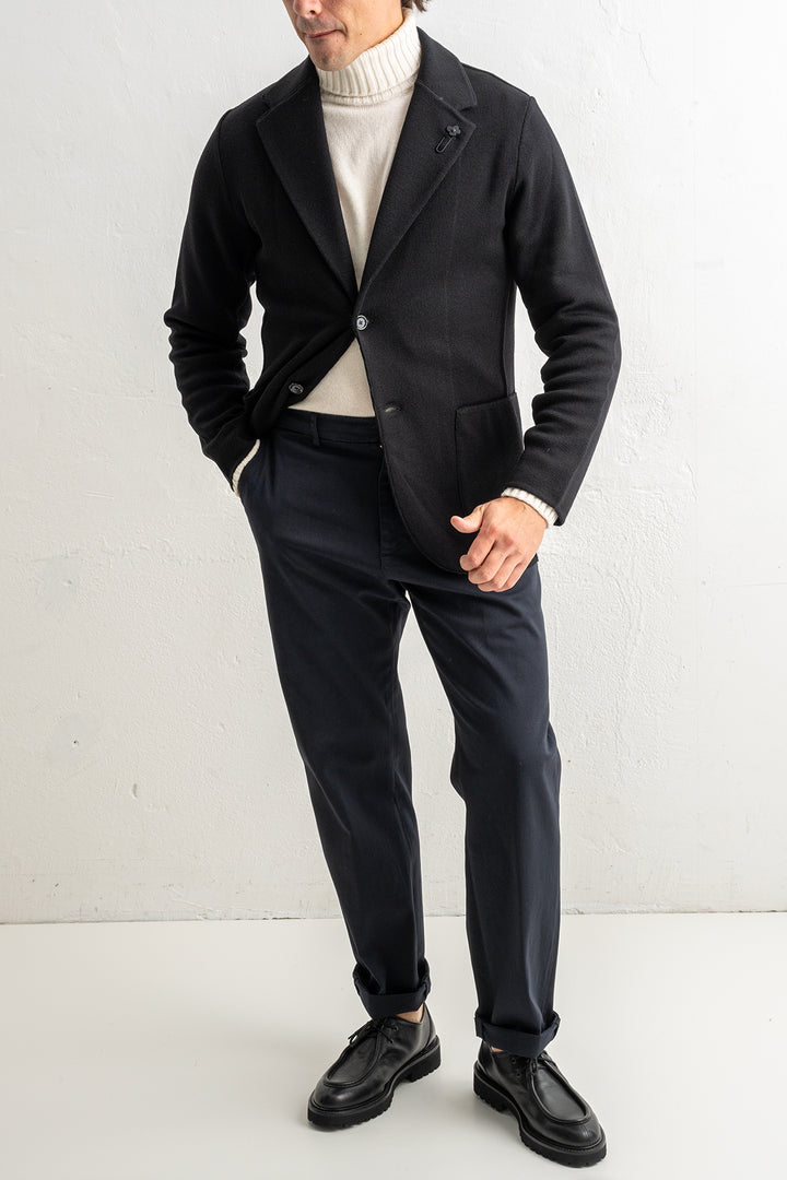 Classic Wool Knitwear Blazer. Black