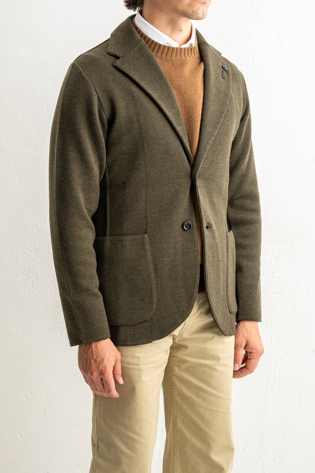 Classic Wool Knitwear Blazer. Green