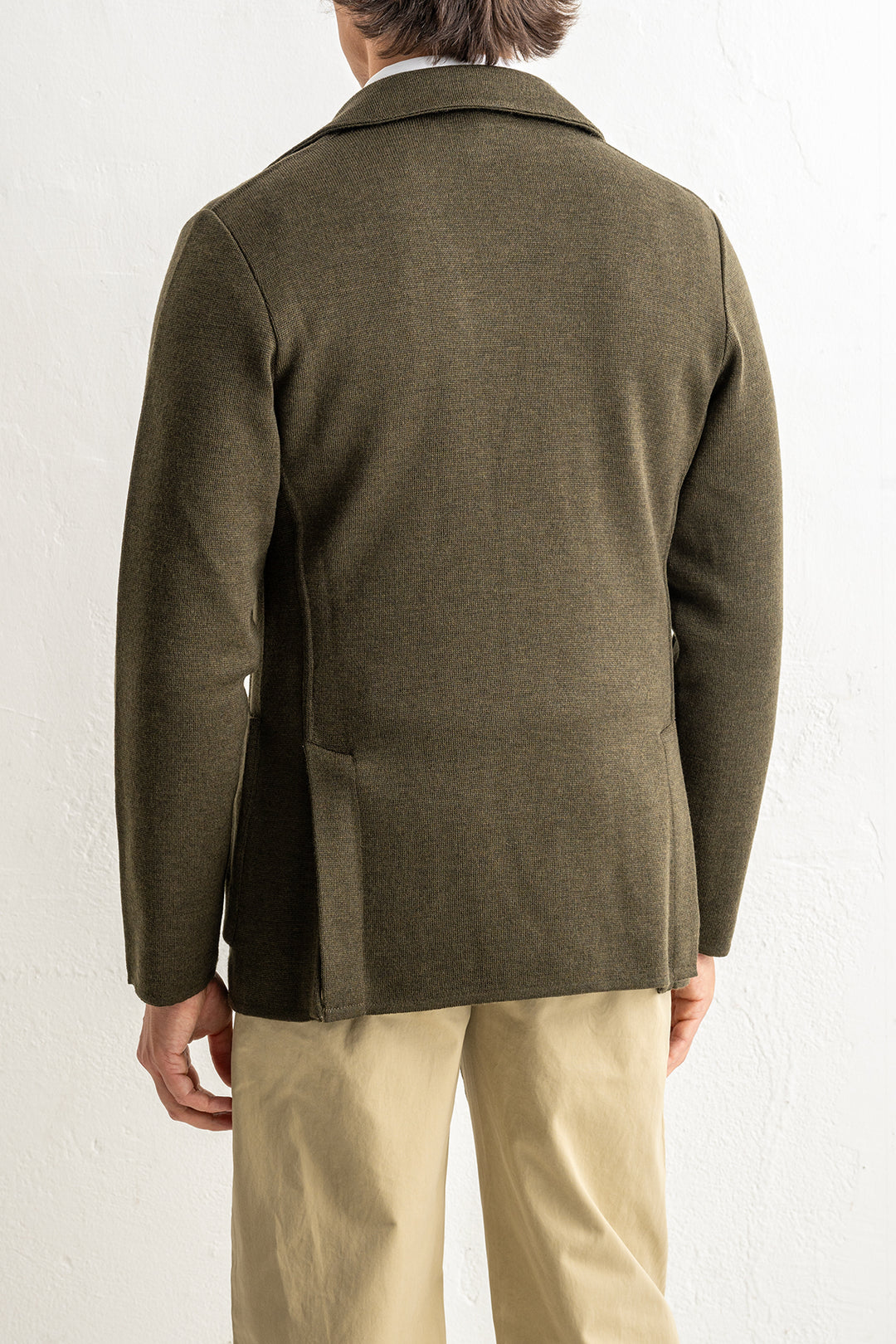 Classic Wool Knitwear Blazer. Green
