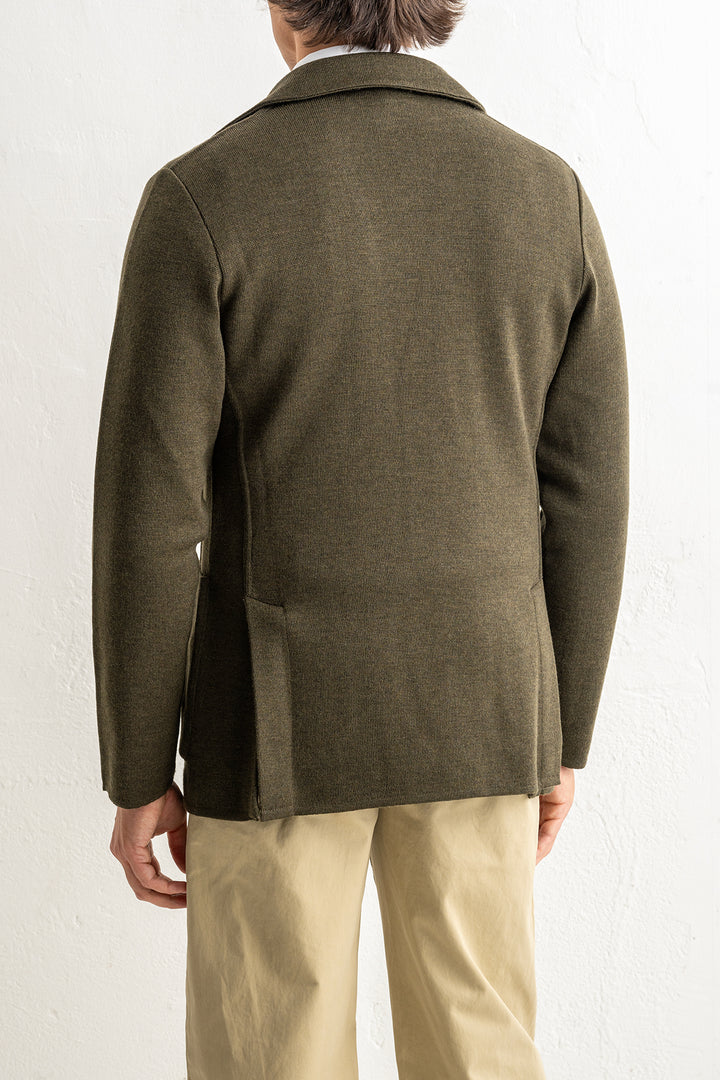 Classic Wool Knitwear Blazer. Green