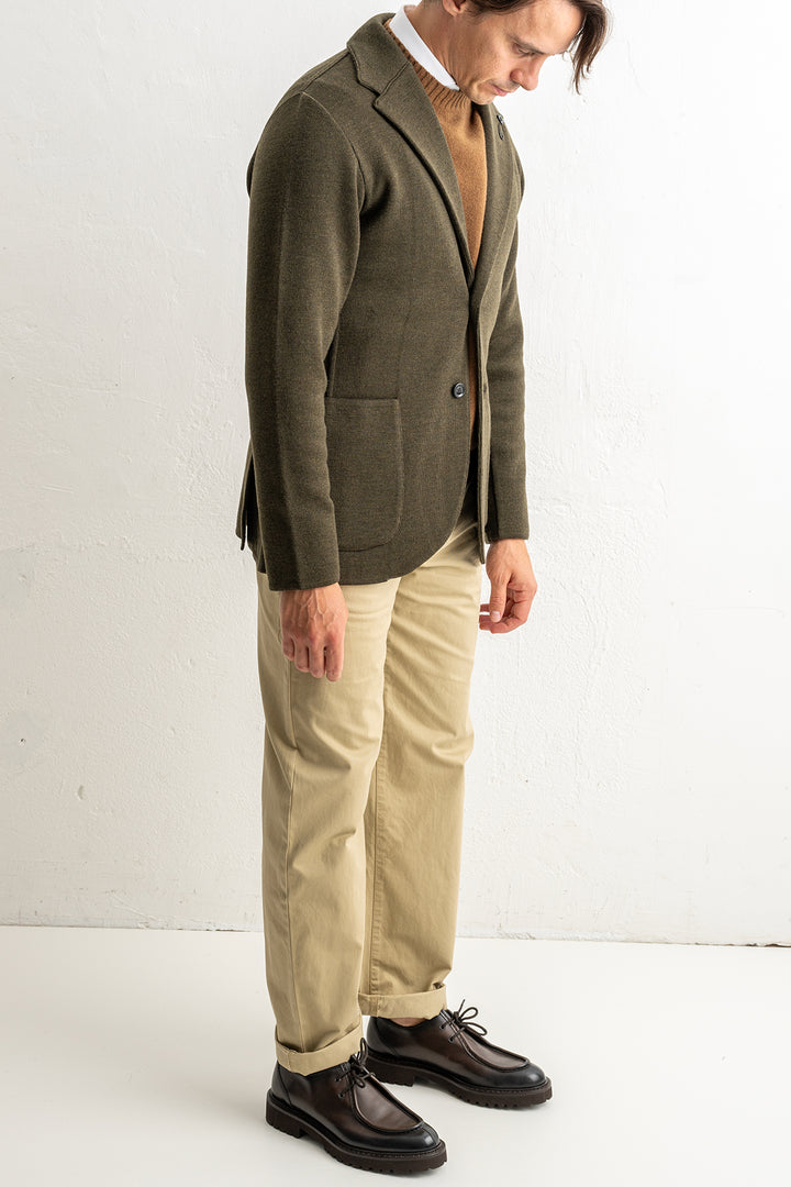 Classic Wool Knitwear Blazer. Green