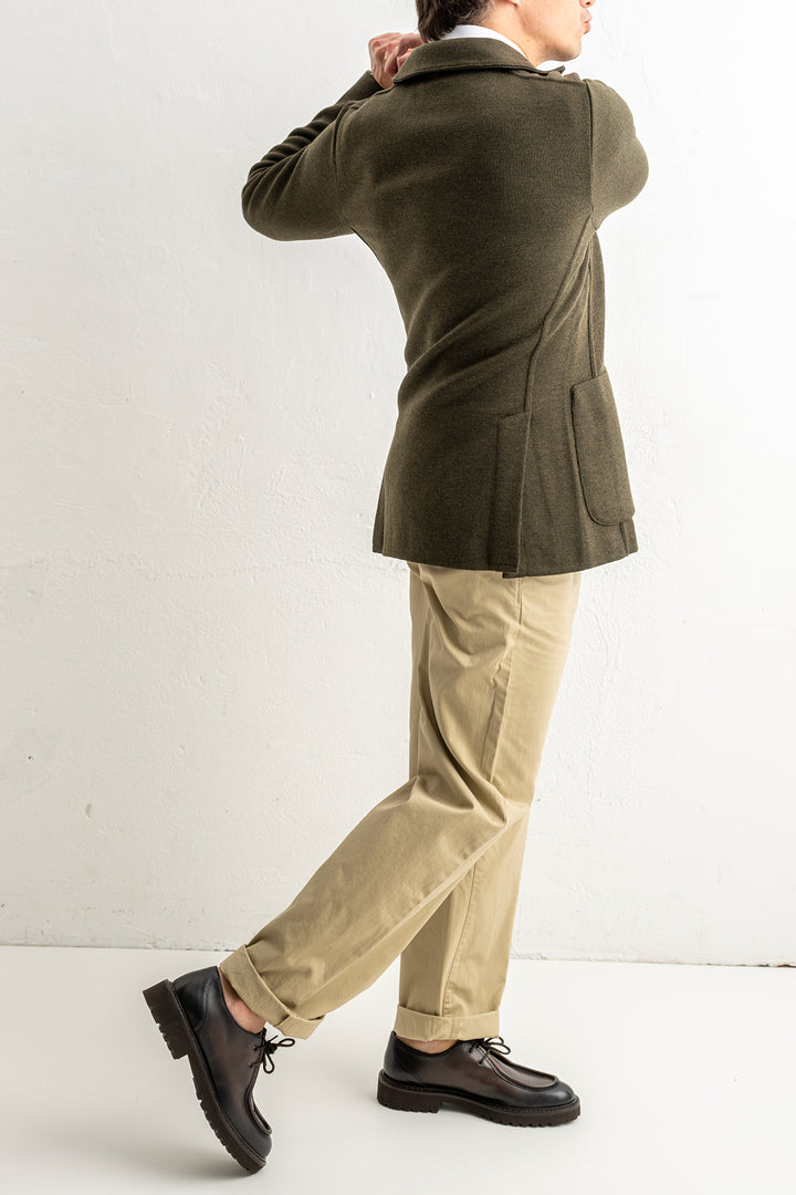 Classic Wool Knitwear Blazer. Green