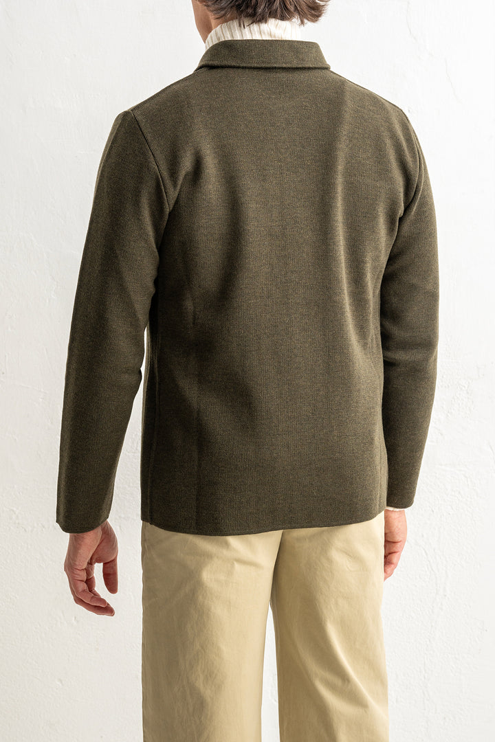 Luxury Wool Knitwear Overshirt Green