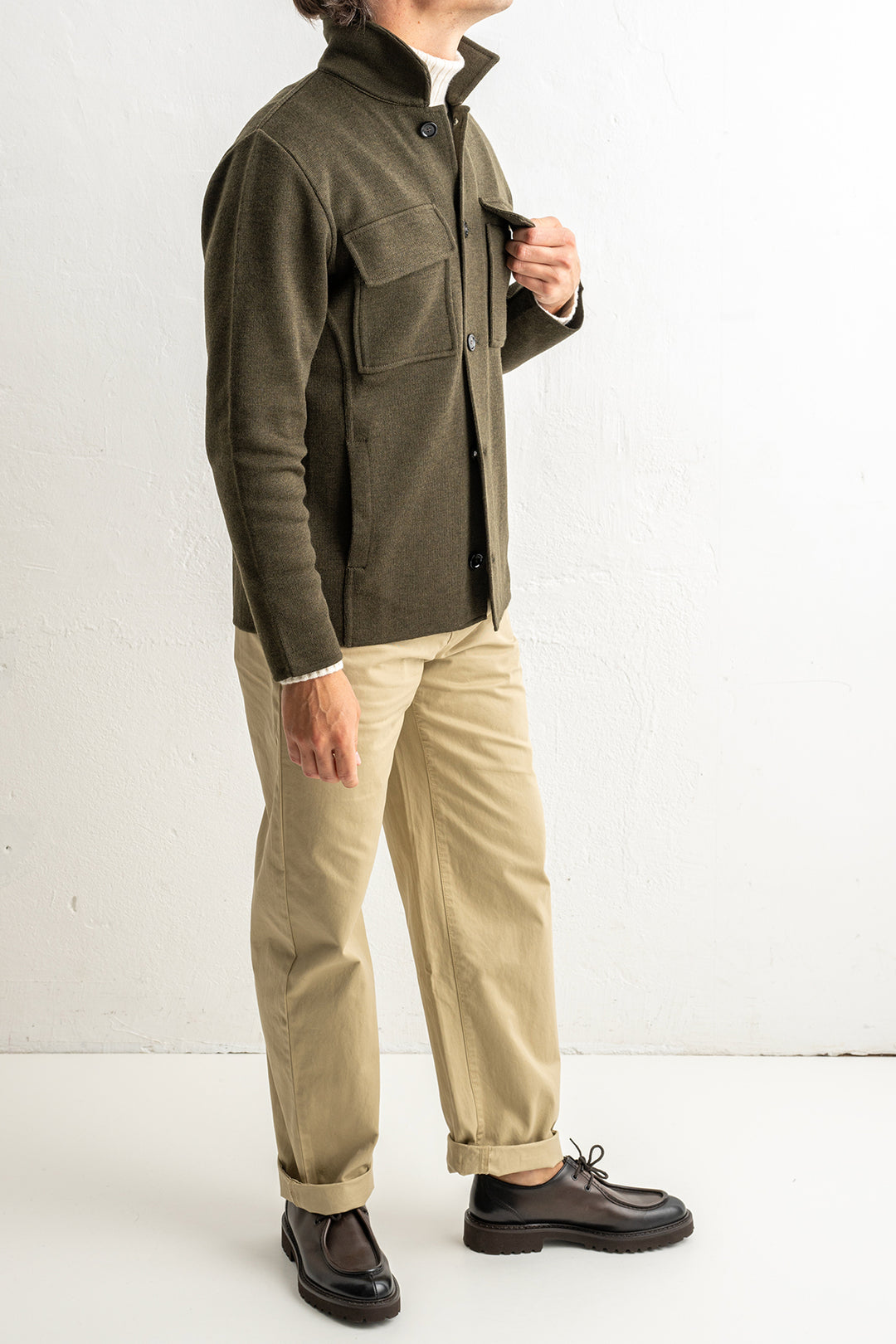 Luxury Wool Knitwear Overshirt Green