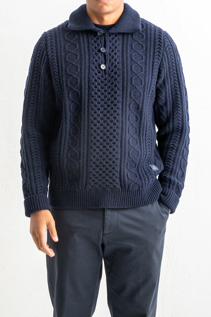 Luxury Wool Cashmere Knitted Sweater Blue Navy