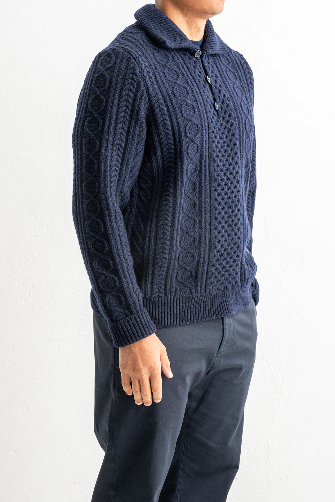 Luxury Wool Cashmere Knitted Sweater Blue Navy