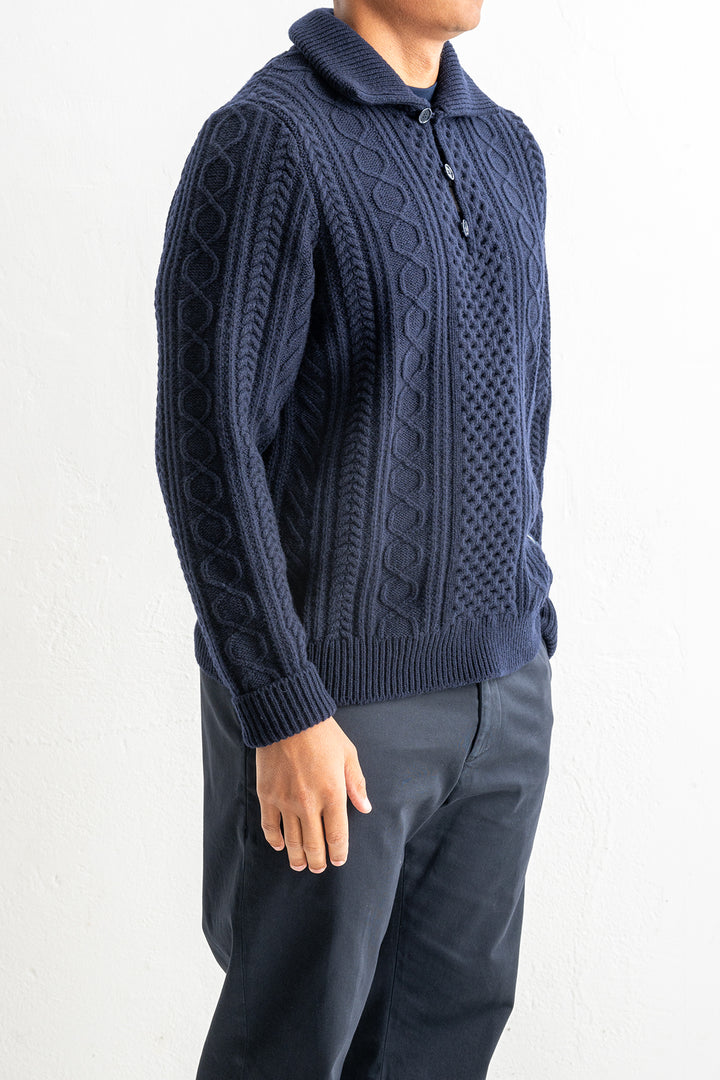 Luxury Wool Cashmere Knitted Sweater Blue Navy